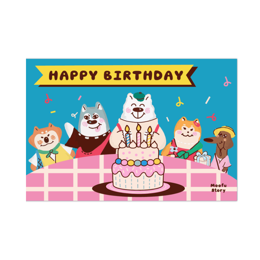 MOOFU โปสการ์ด ขนาด 15.24*10.16 ซม. แบบที่ 2 Happy Birthday